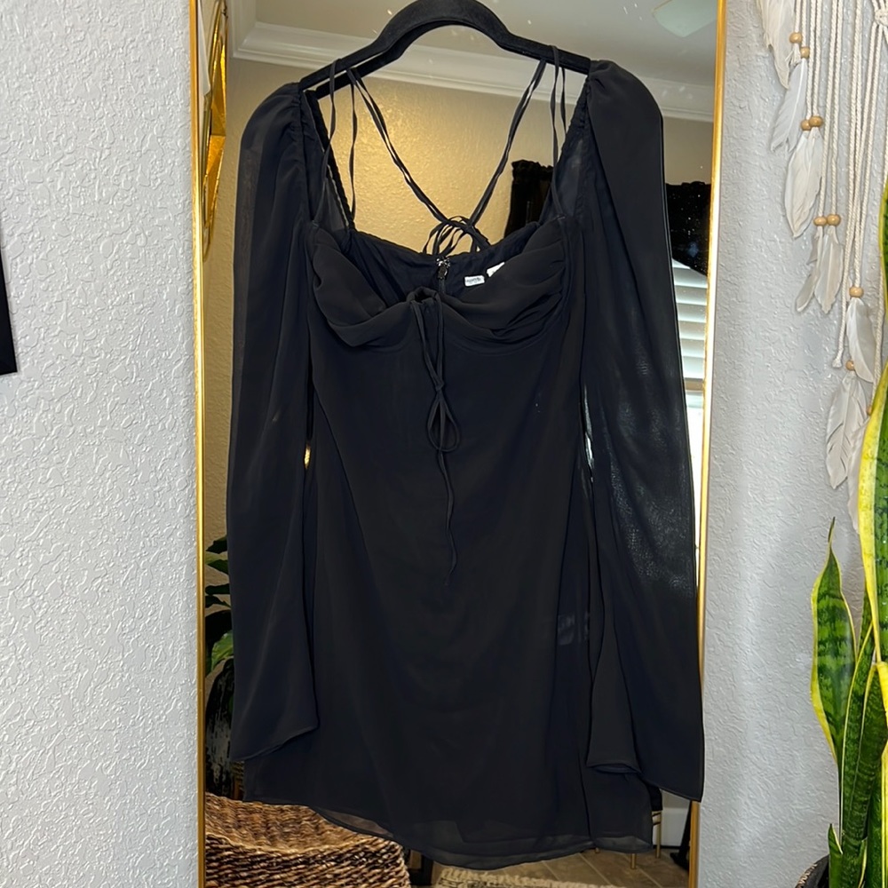 HOUSE OF CB 'BabyDoll' Black Chiffon Halter Mini Dress NWOT - Picture 11 of 15